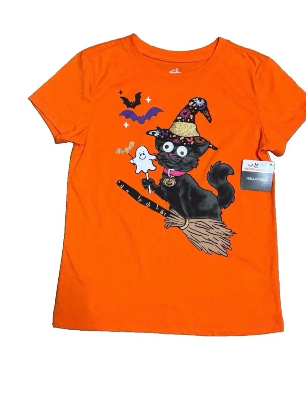 Way To Celebrate Halloween Spooky  Tutu Set Girls M 7/8 Graphic Tee Skirt NWT